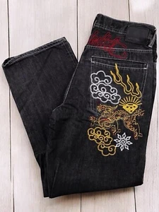 Vintage Y2k Ecko Unltd bestickt Drache Skater Grunge Baggy gerades Bein 32W X42L - Bild 1 von 19