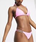 New Look Pink chain detail bikini top UK 12 bottom UK 14