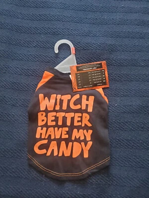 Simply Wag Witch Better have my candy halloween Dog Pet Shirt Clothing  Small - Image 1 of 2