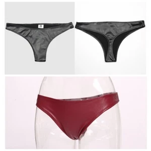 Femme Faux Latex Slip String Taille Basse Stretch Slip Lingerie Souple - Bild 1 von 10