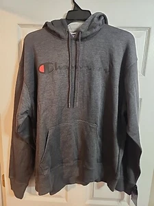 Men’s Heavy Fleece Champion Large Graphic Print Charcoal Hoodie Size XL W/Tags - Picture 1 of 8