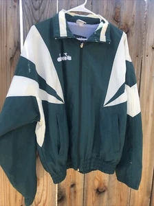 Vtg Diadora Men’s Size MEDIUM Green White Nylon Warm Up Track Jacket 1980s - Picture 1 of 7