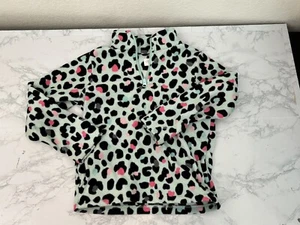 CHILDRENS PLACE GIRLS FLEECE PULLOVER JACKET 1/4 Zip Sz M 7/8 Cow Print V1 - Picture 1 of 3
