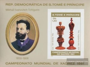 Sao Tome e Principe Block62B ungezähnt MNH 1981 Chess-WM - Picture 1 of 1
