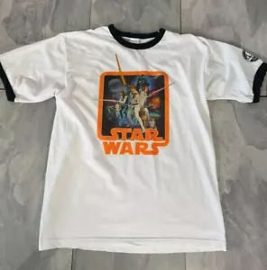 T-Shirt Star Wars 2002 Vintage Film Promo Ringer/Größe L/Weiß - Bild 1 von 6