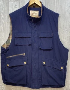 Woolrich Original Outdoorwear Men's Full Zip Snap Vest Plaid Lined Size XL Blue - Picture 1 of 9