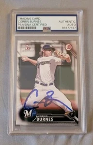 Corbin Burnes signed 2016 1st Bowman Baseball Rookie Card RC IP auto PSA Dbacks - Picture 1 of 3