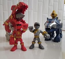 POWER RANGERS Playskool Heroes Red Ranger T-REX Zord + Silver Ranger Wolf Zord