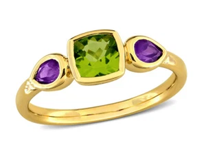 Anillo de peridoto y amatista de 9,10 quilates (ctw) en oro amarillo de 10 quilates - Imagen 1 de 5