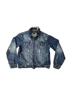 CARBON Jeansjacke Herren Small Blue Jean Distressed! Destroyed Trucker Biker Mantel - Bild 1 von 16