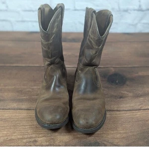 Ariat Braun Leder Cowboy Western Stiefel Zum Überziehen Runde Spitze Herren Größe 6B - Bild 1 von 11