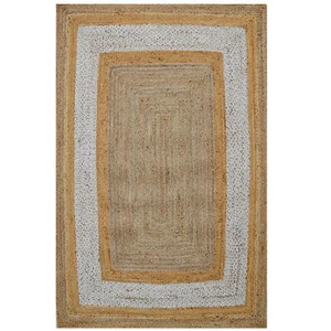 Gastonia Border Beige Ivory Hand-Woven Natural Jute Rug - 3 Sizes - Picture 1 of 7