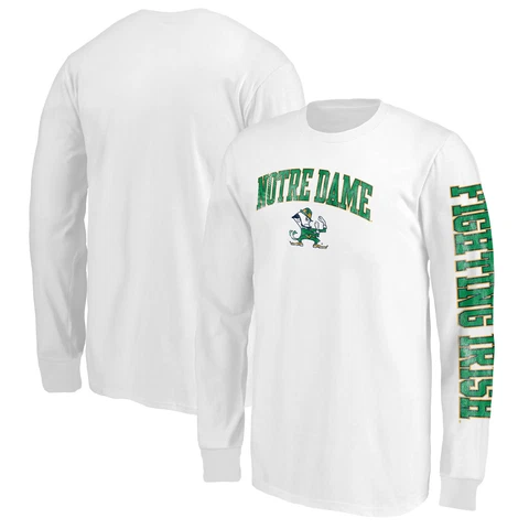 Men's Fanatics Branded White Notre Dame Fighting Irish Distressed Daol Mascot Cover