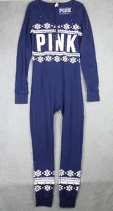 Victoria's Secret PINK Womens Large Blue Sleepwear Bodysuit w/ Bottom Flap - Picture 1 of 12
