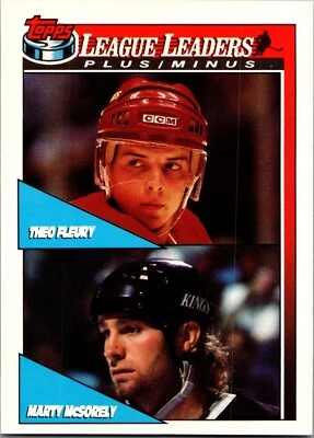 1991-92 Topps - #322 Theoren Fleury McSorley Plus Minus Leaders - Image 1 of 2