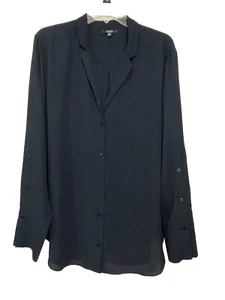 NYDJ Bluse Oberteil Shirt Damen XL Midnight Navy Blau 3 Knöpfe Ärmel Neu Neu ohne Etikett - Bild 1 von 8
