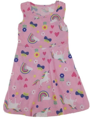 Wonder Nation Girls Pink Sleeveless Sun Play  Dress Unicorns Rainbows Tag Free - Image 1 of 2