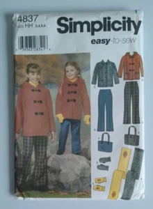 VINTAGE SIMPLICITY #4837 GIRLS SIZES 3-4-5-6 COAT PANTS SCARF MITTENS PATTERN - Picture 1 of 6
