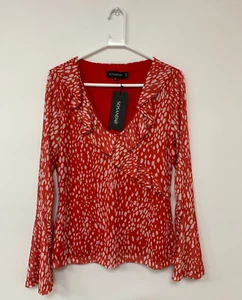 Sosandar long Sleeve Mesh Top Red Spot Size 14 Band New with Tags - Picture 1 of 11