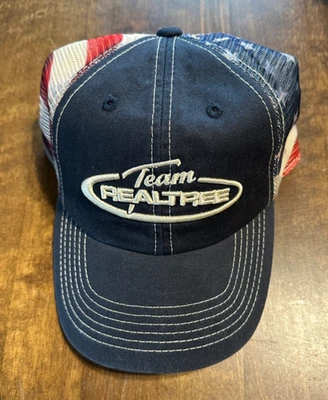 Team Realtree-红色/白旗/蓝色平沿帽卡车司机风格帽子/帽子-全新带标签 — 第 1/3 张图片