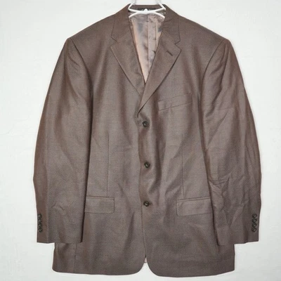 Perry Ellis Men's 42R Blazer Brown Herringbone Silk Wool Suit Jacket Sport Coat - Image 1 of 4