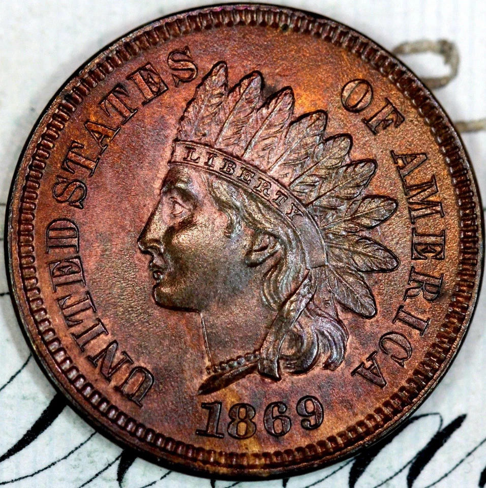 1869 PRISTINE+ GEM BU MS INDIAN HEAD PENNY DC205 FROM MATTHEWS HOARD - Image 1 of 3