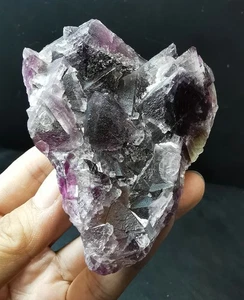 292g Natural Clear Transparent Purple Octahedral Fluorite Specimen China - Picture 1 of 23