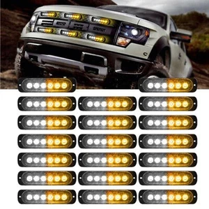 6 LED Amber White Grill Side Marker Emergency Strobe Light Bar Kit Truck 20pcs - Picture 1 of 11
