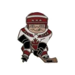 Canadian Hockey Player All Star Hat Lapel Pin Vintage Canada Maple Leaf Red #402 - Picture 1 of 4