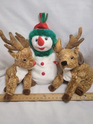 Lote de 3 Snowgirl & Roxie X2 Ty Beanie Babies tema de Natal (nariz vermelho/preto) - Imagem 1 de 4