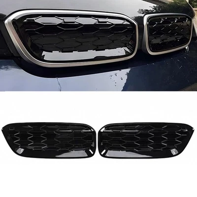 Cubierta del radiador de la rejilla del parachoques delantero negro brillante 2 piezas para BMW i3 2014-2021 Foto 1 de 4