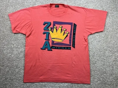 Винтажная мужская рубашка ZTA размер XL розовая Zeta Tau Alpha Crown победитель братства 90-е - Изображение 1 из 4
