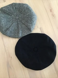 Lot Newsboy Hat Cabbie Hat IRISH HANNA HAT TWEED Capas NY Black Wool new - Picture 1 of 8