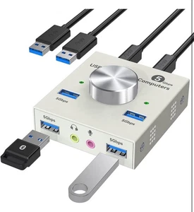 Switch USB 3.0 2 Computer Condivisione USB A 4 Porte Switcher Condivisione Tastiera e... - Foto 1 di 8