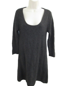 Calypso St Barth 100% Cashmere Gray Chunkier Ribbed Knit Scoop Sweater Dress S