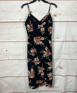 MINKPINK Dress Womens M Black Floral Midi Sleeveless V-Neck Cutout Neck - Picture 1 of 10