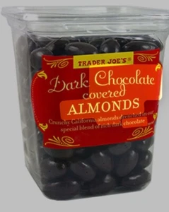 Trader Joe’s Dark Chocolate covered Almonds 16oz 465g (1 Tub) - Picture 1 of 1