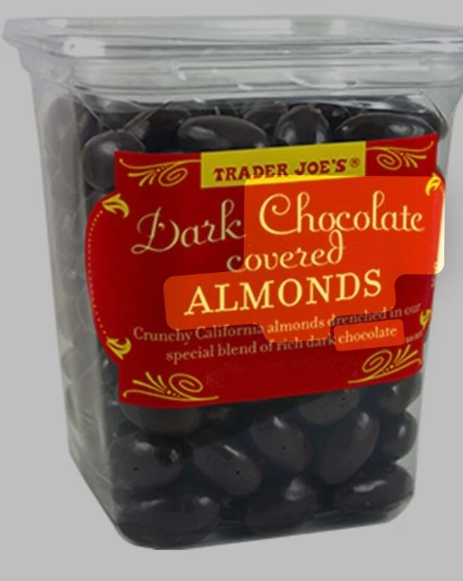 Trader Joe’s Dark Chocolate covered Almonds 16oz 465g (1 Tub) - Image 1 of 1