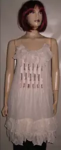 90's~New~DESIGNER Top~"Andersen & Lauth"~Iceland~Hand-Beaded~Pink~White~Medium - Picture 1 of 7