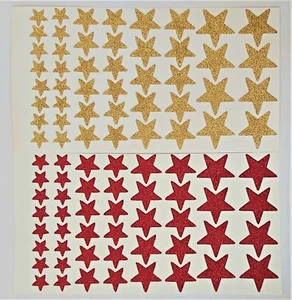 92 ! Sticky Adhesive Gold & RED Star Stickers Size from 10 to 25 mm DIY Crafts - Picture 1 of 2