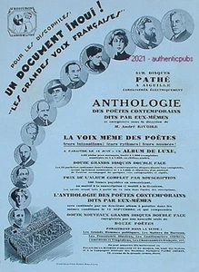 REKLAME PATHE DISC LA VOICE POETE ROSTAND DONNAY RIVOIRE VON 1929 FRANZÖSISCHE ANZEIGE - Bild 1 von 1