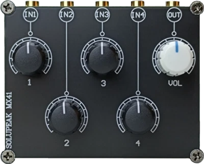 4 way channel Passive 3.5mm stereo audio mixer line For mixing Live Studio MX41 - Image 1 of 4