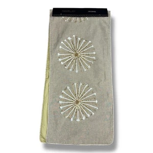 New Rachel Zoe Burst Gold White Embroidered Beaded Natural Tan Table Runner - Picture 1 of 10
