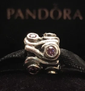 Authentic Pandora Ocean Wave Charm Purple CZ Genuine Retired Pandora Charm - Picture 1 of 4