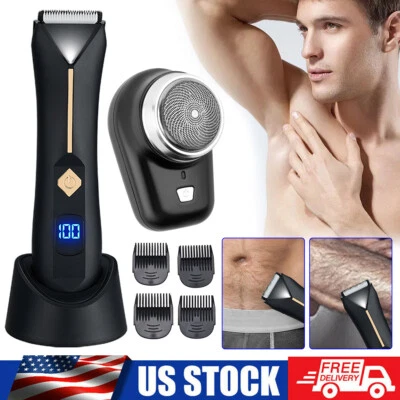 Mens Electric Manscaping Pubic Hair Trimmer Groin Men's Razor Body Shaver Gift - Image 1 of 4