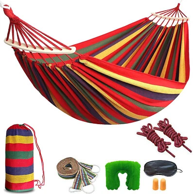 XXL HÄNGEMATTE MEHRPERSONEN HÄNGEMATTEN BIS 300KG HÄNGESTUHL CAMPING OUTDOOR ROT - Bild 1 von 4