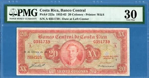 Costa Rica, 20 Colones, 1953, VF-PMG30, P222a - Picture 1 of 2