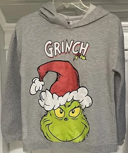 The Grinch Unisex LS Fleece Sleeved Gray Hoodie XL (14/16) Christmas - Picture 1 of 5