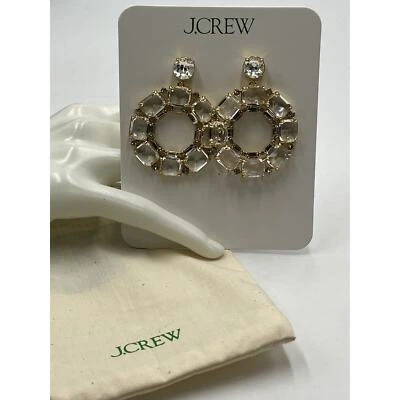 J. Pendientes de aro Crew facetados de cristal transparente brillante para puerta nuevos Foto 1 de 4