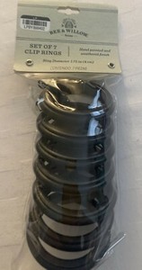 Bee & Willow Home Clip Rings Curtain Drapes Weathered Black Set of 7 New